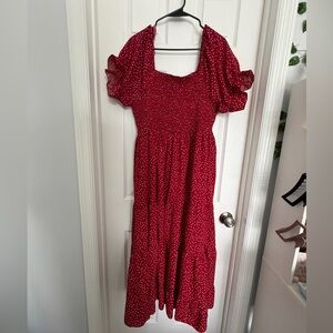 Red Polka Dot Midi Dress